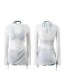 【3点セット】水着 デニム セクシー 着瘦せ かわいい ホルターネック ビキニ モノキニ タンキニ XH7-KSD052