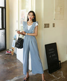 【2色】ワイドパンツ おしゃれ 着痩せ 通勤 かわいい フリル XH2-YF1148