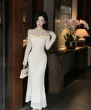 ロングドレス キャバドレス レース エレガント セレブ風 ホルターネック フラワー マーメイド XH2-DD7669