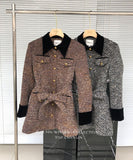 【2色】ミニドレスツイードセレブ風高級感秋冬エレガント着痩せ気質韓国っぽXH2-TCL25177L