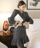 ミニドレス 秋新作 大人可愛い フリル 着瘦せ 通勤 エレガント 気質 XH2-ZED88815B22