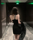 ミニドレス キャバドレス キラキラ ワンーショルダー chic パーティー セクシー 高級感 セレブ風 XH2-XKD-D355-5990-Nov21