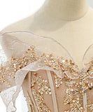 【2色】ロングドレス ナイトドレス 宴会 キラキラ パーティー オフショルダー 演奏会 誕生日 XH2-BYLF1.2