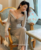 【2色】ロングドレス セクシー オフショルダー 谷間魅せ 指名 フリル 気質 XH2-ZED889648GT347