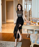 キャバドレス 手作り 非対称 レース セクシー 二次会 高級感 XH2-JY20412