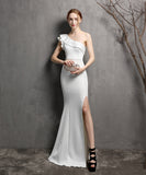 【8色】ロングドレスワンーショルダーマーメイド宴会演奏会ナイトドレスセクシーエレガントXH2-YEY16023#