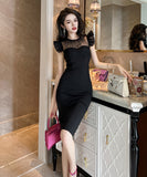 【手作り】膝丈ドレス 高品質 キラキラ 小顔効果 大人可愛い XH2-JY9604