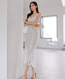 膝丈ドレス 総レース エレガント 気質 セクシー 着痩せ おしゃれ XH2-ZED882737BH506