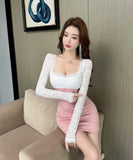 【3色】キャバドレス ミニドレス セクシー 指名 谷間魅せ レース 個性的 XH2-DD7581