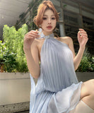 ミニドレス 着痩せ  背露出 レディライク 大人可愛い 気質 エレガント XH2-XKD-D529-6288-Jun29