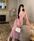 【3色】ロングドレス レース キャバドレス 谷間見せ セクシー 気質 エレガント 指名 XH2-ZED888568XH238A