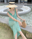 サンドレス 海辺 大人可愛い ニット green 夏新作 旅行 XH2-XHY913005