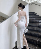 ロングドレス キャミワンピ フラワー レース セクシー エレガント お姫様 高級感 おしゃれ XH2-ZED885660DXH238B