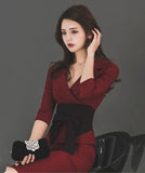 キャバドレス Vネック セクシー 通勤 エレガント 膝丈ドレス XH2-ZED889113N14