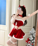 【7点セット】クリスマ コスプレ ベアトップ セクシー かわいい サンタ服 XH2-DQ91096