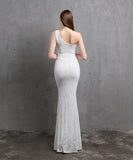 【5色】ロングドレス 高品質 キラキラ ナイトドレス 宴会 ワンショルダー 演奏会 XH2-YEY18519#