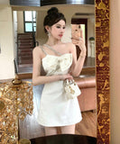 【2色】キャバドレス ミニドレス フリル 蝶結び エレガント セクシー おしゃれ YH2-ZED888367DXH238A