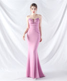 【8色】ロングドレス ナイトドレス ベアトップ 華奢感 キラキラ 宴会 演奏会 誕生日 XH2-YEY31978#