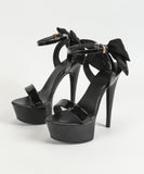 【3色】ハイヒール パンプス 15cm リボン スリッパ 美脚効果 歩きやすい 流行り OL 百掛け  ヒール 靴 XH5-JJMX8661-Q45