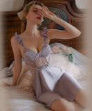 【2点セット】パジャマセット 肌見せ ルームウェア セクシー フリル レース XH8-GR‐P3450