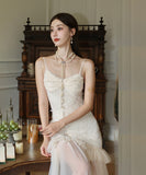 ロングドレス マーメイドドレス セクシー セレブ風 エレガント 宴会 パーティー チュール フリル  XH2-CD6-143-71120680