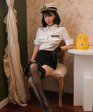 【4点セット】帽子付き体型カバープチプラセクシーミニポリス(トップス/スカート/帽子/手袋)XH2-RM3505