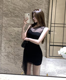 【Black&white】ミニドレス キャバドレス ワンーショルダー カワセクシー チュール 透明感 ナイトクラブ XH2-ZED882431DXH437