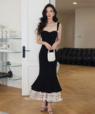 ロングドレス セクシー エレガント マーメイドドレス フリル 気質 通勤 XH2-ZED889709GT347