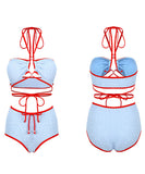 【2点セット】ビキニ モノキニ ワンピース ホルターネック セクシー 海辺 おしゃれ感 水着 着痩せ hot girl ビーチ　XH7-DP-A10476