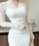 【2色】ロングドレス マーメイド レース Vネック セクシー エレガント XH2-DD7530