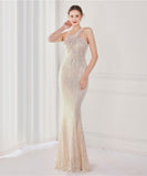 【8色】ロングドレス 高品質 キラキラ ナイトドレス 宴会 ワンショルダー 演奏会 XH2-YEY18891#