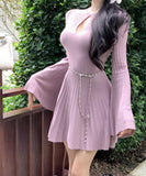 ミニドレス Aライン 着瘦せ 大人可愛い 秋新作 韓国っぽ XH2-LQE9208H355