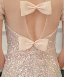 ロングドレス ナイトドレス 宴会 Party パフスリーブ リボン キラキラ 誕生日 演奏会 XH2-MBYD7-11