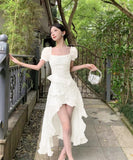 【2色】ミニドレス ロマンチック チュール パフ袖 おしゃれ 可愛い YH2-ZED885395DXH238B