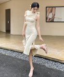 【2色】膝丈ドレス セクシー  谷間魅せ 指名 タイトドレス 気質 エレガントXH2-ZED889608GT347