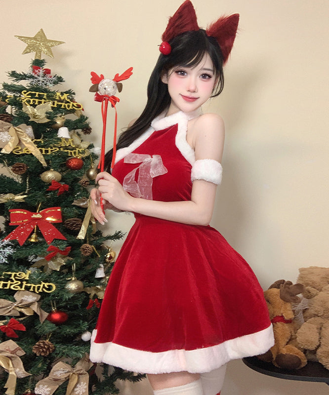 【3点セット】クリスマ 大人可愛い セクシー サンタ服 コスプレ レース リボン XH2-DML62