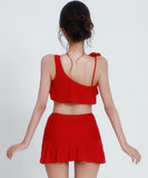 【3点セット】ビキニ 水着 ホルターネック フリル 蝶柄 セクシー ワンピース エレガント 気質 体型カバー XH2-YQ-HHA5XBHLL