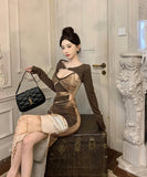 【2点セット】ロングドレス タイトドレス セクシー キャバクラ chic おしゃれ XH2-ZED886068DXH343A