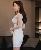 white&black ミニドレス キャバドレス セクシー Vネック 谷間魅せ エレガント XH2-ZED88110GT517