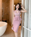 キャバドレス 膝丈ドレス セクシー 高品質 レース 手作り 結婚式 二次会 XH2-JY20377