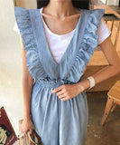 【2色】ワイドパンツ おしゃれ 着痩せ 通勤 かわいい フリル XH2-YF1148