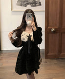 ミニドレス 新作 お姫様 袖付き Aライン 大人可愛い 韓国っぽ 着痩せ XH2-XKD-D355-9575-Oct12