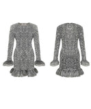 手作りドレス 膝丈ドレス キラキラ セレブ風 高級感 気質 フリル 小顔効果 XH2-JY30762