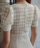 キャバドレス 膝丈ドレス スクエアネック エレガント 気質 パフスリーブ XH2-ZED889686BH538