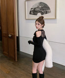 ミニドレス キャバドレス セクシー レース 肌見せ キャバクラ リボン 同伴 XH2-XKD-D452-976-Nov18