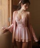 【2点セット】セクシーランジェリー M-XLサイズ セクシー下着 ベビードール キャミソール ルームウェア レース 透け感 魅惑 XH8-GR-C5240