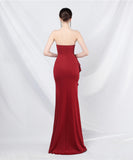 【5色】ロングドレス ナイトドレス ベアトップ スリート 宴会 演奏会 誕生日 XH2-YEY31319#