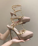 【2色】パンプス　痛くない　ハイヒール　ピンヒール　通勤用　エナメル　パンプス リベット　ハイヒール ポインテッドトゥ ヒール10cm エナメル　パンプス　ピンヒール 美脚パンプス 定番 フォーマル 結婚式 オフィス 大きいサイズ25.5cm XH5-DLHS6266-2