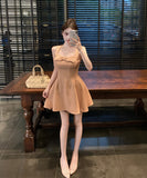 ミニドレス Aライン キャバドレス 大人可愛い セクシー 宴会 パーティードレス リボン 着痩せ 気質XH2-XKD-D200-8102-Jun7