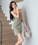 キャバドレス セクシー 非対称 chic 美足効果 ミニドレス XH2-DD4652